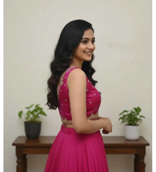 Generic Women's Zimmi Choo Embroidered V-Neck Padded Blouse (Pink 38 Ready (Self Alterable 36–40)