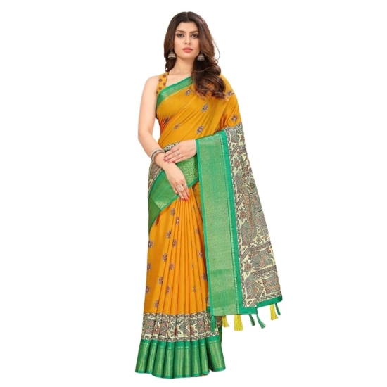 Generic Women's Cotton Silk Printed Saree With Unstitched Blouse 5.5Mtr (Yellow) Generic Women's Cotton Silk Printed Saree With Unstitched Blouse 5.5Mtr (Yellow)
