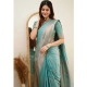 Generic Women's Soft Litchi Silk Jacquard Work Saree With Unstitched Blouse 5.5Mtr (Light Blue)