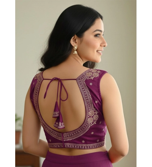 Generic Women's Zimmi Choo Embroidered V-Neck Padded Blouse (Purple 38 Ready (Self Alterable 36–40)