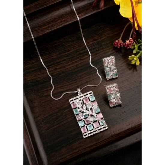 Generic Women's Brass Silver Plated Pendant Set (Multicolor) Generic Women's Brass Silver Plated Pendant Set (Multicolor)