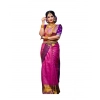 Generic Women's Soft Lichi Silk Printed Saree With Unstitched Blouse 5.5Mtr (Pink)