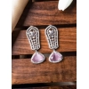 Generic Women's Brass Silver Plated Drop Earrings (Pink)
