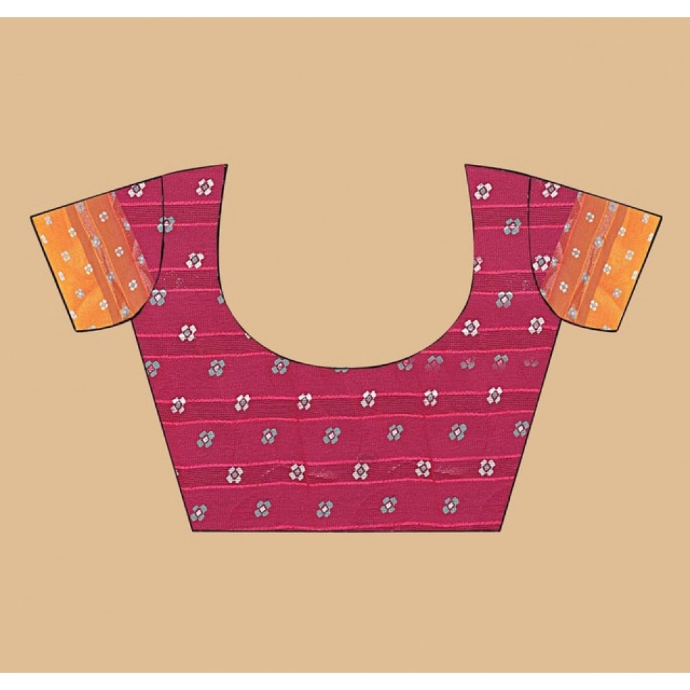 Women's Art Silk Printed Saree With Unstitched Blouse 5.5Mtr (Pink)