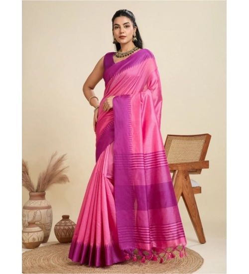 Generic Women's Raw_Silk Woven Saree With Unstitched Blouse 5.5Mtr (Pink) Generic Women's Raw_Silk Woven Saree With Unstitched Blouse 5.5Mtr (Pink)