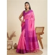 Generic Women's Raw_Silk Woven Saree With Unstitched Blouse 5.5Mtr (Pink)