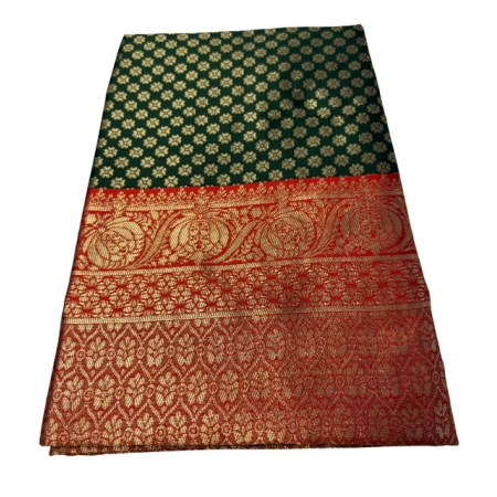 Generic Women's Jacquard Printed Saree With Unstitched Blouse 5.5Mtr (Dark Green) Generic Women's Jacquard Printed Saree With Unstitched Blouse 5.5Mtr (Dark Green)