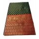 Generic Women's Jacquard Printed Saree With Unstitched Blouse 5.5Mtr (Dark Green)