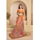 Generic Women's Faux_Linen Printed Ready-to-Wear Saree With Unstitched Blouse 5.5 Mtr (Orange)