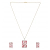 Generic Women's Brass Silver Plated Pendant Set (Red)