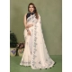 Generic Women's Linen Cotton Printed Saree With Unstitched Blouse 5.5Mtr (Off White)
