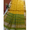 Generic Women's Raw Silk Ikkat Saree With Unstitched Blouse 5.5Mtr (Yellow)