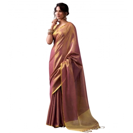 Generic Women's Tissue Silk Solid Saree With Unstitched Blouse 5.5Mtr (Purple) Generic Women's Tissue Silk Solid Saree With Unstitched Blouse 5.5Mtr (Purple)