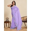 Generic Women's Georgette Printed Saree With Unstitched Blouse 5.5Mtr (Lavender)