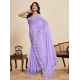 Generic Women's Georgette Printed Saree With Unstitched Blouse 5.5Mtr (Lavender)