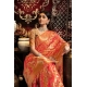 Generic Women's Organza Woven Saree With Unstitched Blouse 5.5Mtr (Red)