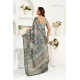 Generic Women's Linen Cotton Printed Ready To Wear Saree With Unstitched Blouse 5.5 Mtr (Grey)