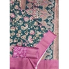 Generic Women's Cotton Silk Floral Printed Saree With Unstitched Blouse 5.5Mtr (Green-Pink)