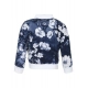 Generic Girl's Polyester Printed Long Sleeves Bomber Jacket (White-Blue)