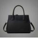 Women's PU Leather Solid Shoulder Zipper Handbag (Black)