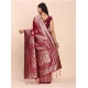 Generic Women's Banarasi Silk Printed Saree With Unstitched Blouse 5.5Mtr (Magenta)