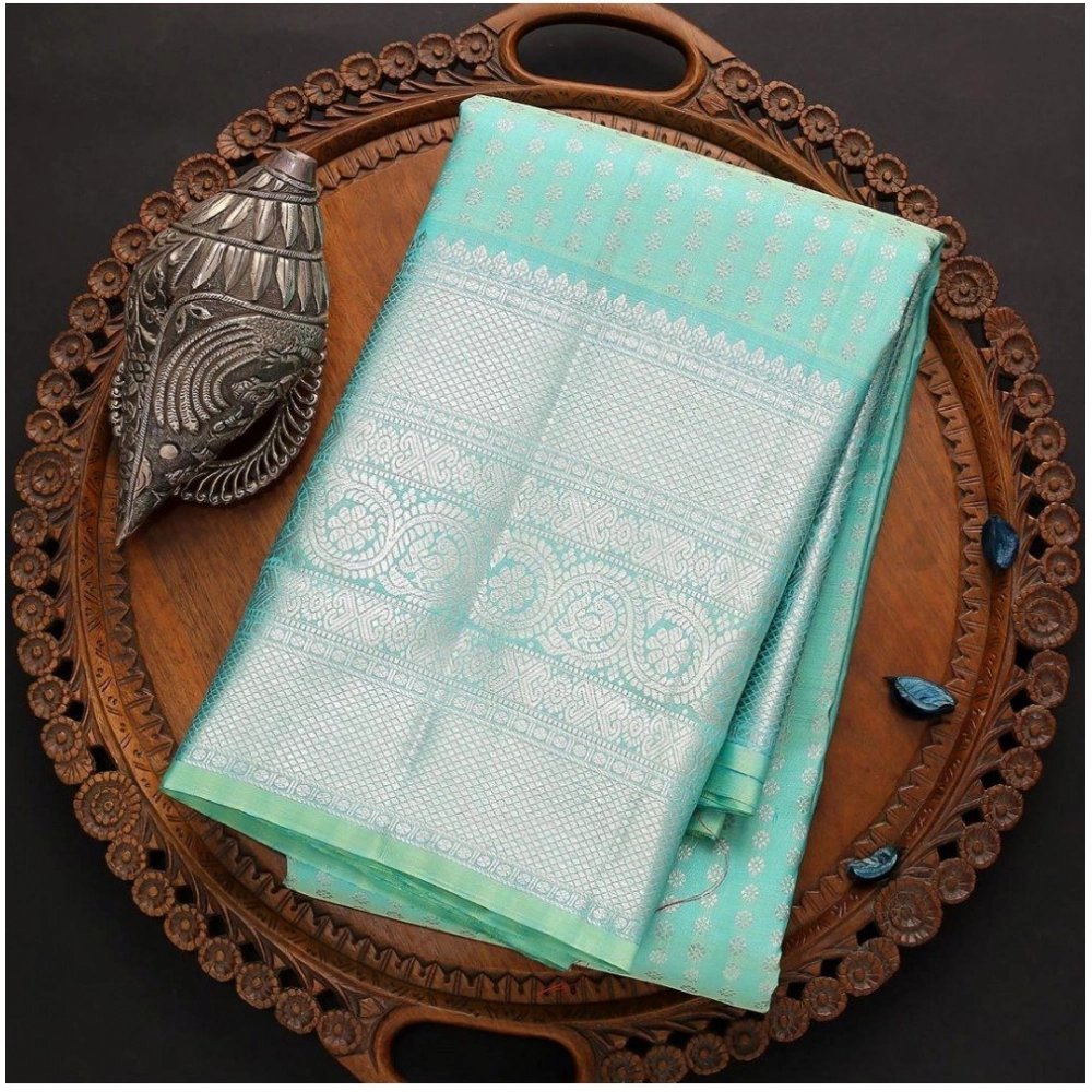 Generic Women's Soft Litchi Silk Jacquard Work Saree With Unstitched Blouse 5.5Mtr (Blue) Generic Women's Soft Litchi Silk Jacquard Work Saree With Unstitched Blouse 5.5Mtr (Blue)