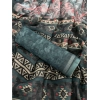 Generic Women's Linen Cotton  Printed Saree With Unstitched Blouse 5.5Mtr (Blue)