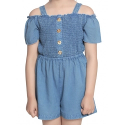 Generic Girl's Rayon Solid Sleeveless Jumpsuit (Blue)