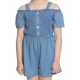 Generic Girl's Rayon Solid Sleeveless Jumpsuit (Blue)