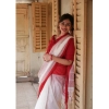 Generic Women's Soft Lilan Printed Saree With Unstitched Blouse 5.5Mtr (White)