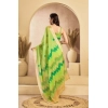 Generic Women's Faux Linen Floral Print Ready to wear Saree With Unstitched Blouse 5.5Mtr (Green)