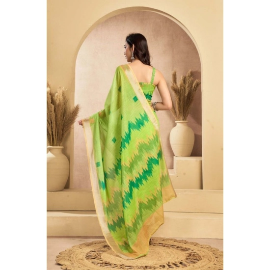 Generic Women's Faux Linen Floral Print Ready to wear Saree With Unstitched Blouse 5.5Mtr (Green) Generic Women's Faux Linen Floral Print Ready to wear Saree With Unstitched Blouse 5.5Mtr (Green)