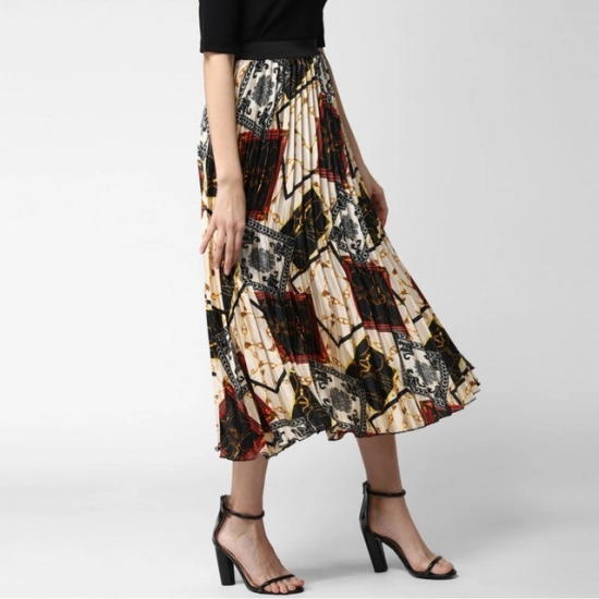 Generic Women's Satin Pleated Elasticated Skirt (Multicolor) Generic Women's Satin Pleated Elasticated Skirt (Multicolor)