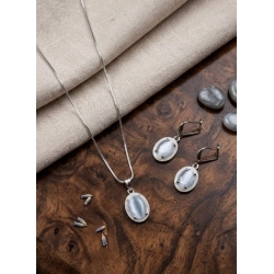 Generic Women's Brass Silver Plated Pendant Set (Grey)