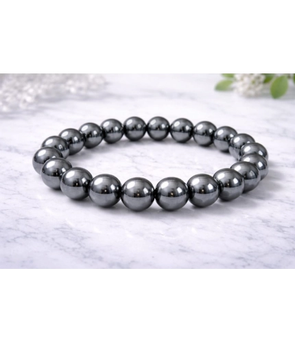 Generic Natural Crystal 8mm Hematite Bracelet (Grey)