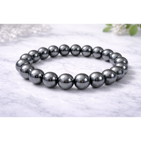 Generic Natural Crystal 8mm Hematite Bracelet (Grey)
