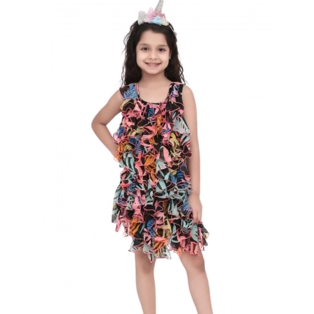 Generic Girl's Chiffon Ruffled Sleeveless Dress (Black) Generic Girl's Chiffon Ruffled Sleeveless Dress (Black)