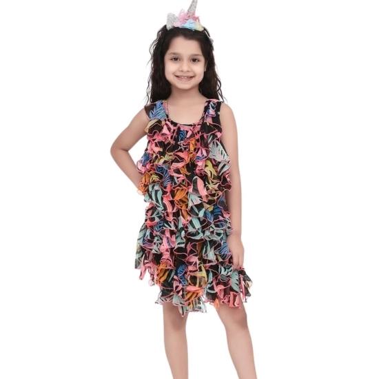 Generic Girl's Chiffon Ruffled Sleeveless Dress (Black) Generic Girl's Chiffon Ruffled Sleeveless Dress (Black)