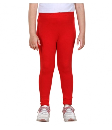 Generic Girl's Cotton Lycra Solid Elasticated Leggings (Red) Generic Girl's Cotton Lycra Solid Elasticated Leggings (Red)