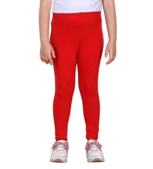 Generic Girl's Cotton Lycra Solid Elasticated Leggings (Red) Generic Girl's Cotton Lycra Solid Elasticated Leggings (Red)