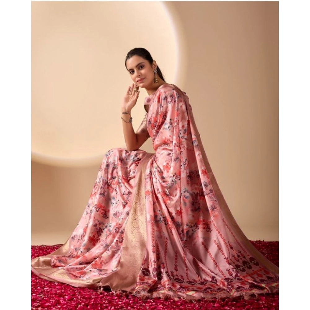 Generic Women's Faux_Silk Woven Saree With Unstitched Blouse 5.5Mtr (Pink)