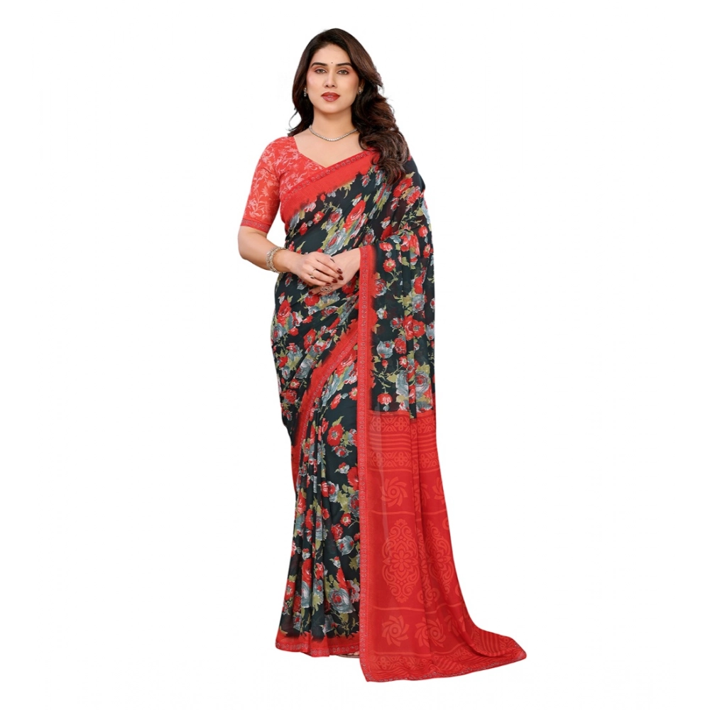 Generic Women's Georgette Printed Saree With Unstitched Blouse 5.5Mtr (Green) Generic Women's Georgette Printed Saree With Unstitched Blouse 5.5Mtr (Green)