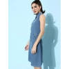Generic Women's Denim Solid Sleeveless Dress (Blue)
