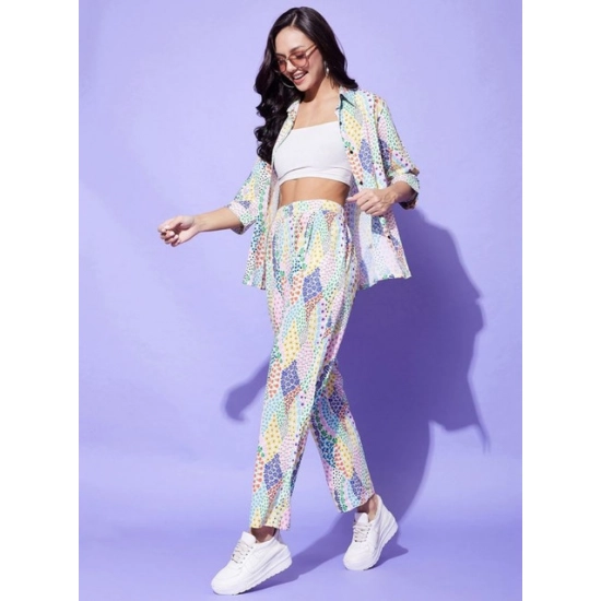 Generic Women's Polyester Floral 3-4th Sleeve Co-Ord Set (Multicolor) Generic Women's Polyester Floral 3-4th Sleeve Co-Ord Set (Multicolor)