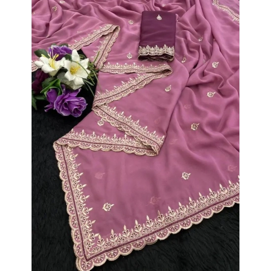 Generic Women's Georgette Embellished Saree With Unstitched Blouse 5.5Mtr (Pink) Generic Women's Georgette Embellished Saree With Unstitched Blouse 5.5Mtr (Pink)