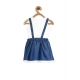 Generic Girl's Denim Embellished Sleeveless Skirt with inner (Dark Blue)