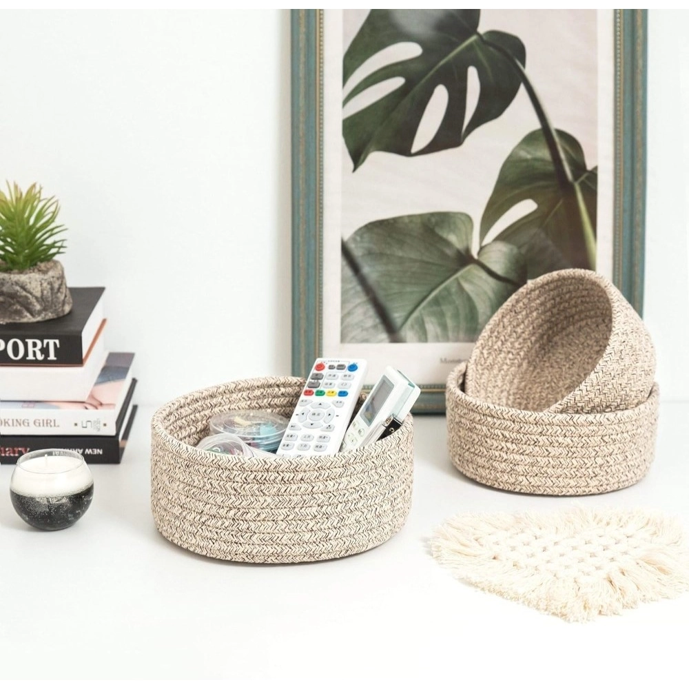 Generic Cotton 8x3 Inch Kidi Round 3 Set Bedside Organizer With Out Lid (Kidi)