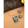 Generic Women's Brass Silver Plated Pendant Set (Green) Generic Women's Brass Silver Plated Pendant Set (Green)