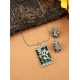 Generic Women's Brass Silver Plated Pendant Set (Green)