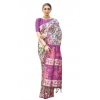 Generic Women's Faux_Tussar Kalamkari_Print Saree With Unstitched Blouse 5.5Mtr (Purple)